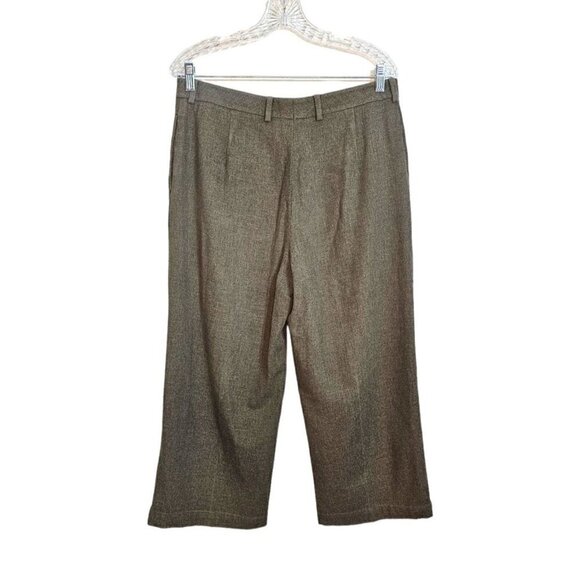 F. by Faconnable women's made in Italy gray brown wool pants wide leg size 12P - Picture 2 of 5